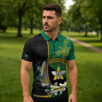 Personalised PNG Enga Provins Zipper Polo Shirt Papua New Guinea Plumeria Melanesian Pattern - Polynesian Pride