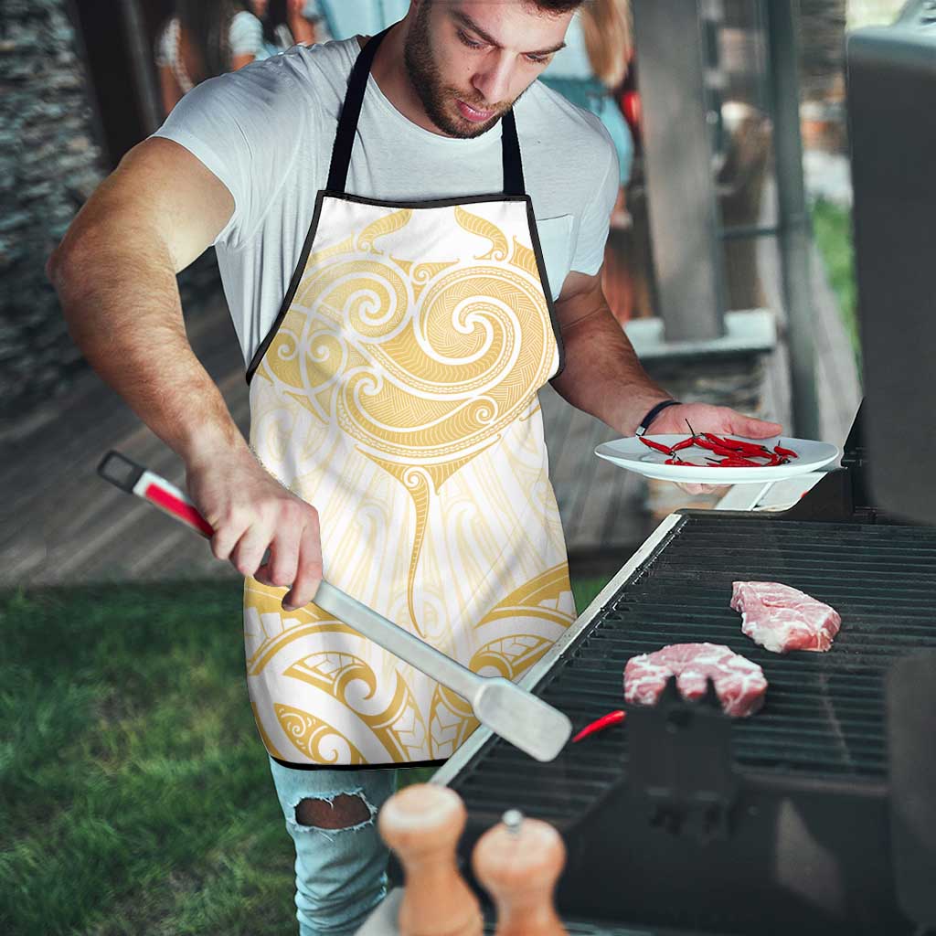 Gold White New Zealand Manta Ray Apron Aotearoa Maori Haehae - Polynesian Pride