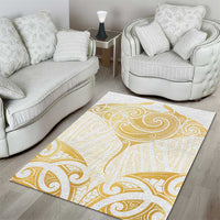 Gold White New Zealand Manta Ray Area Rug Aotearoa Maori Haehae - Polynesian Pride