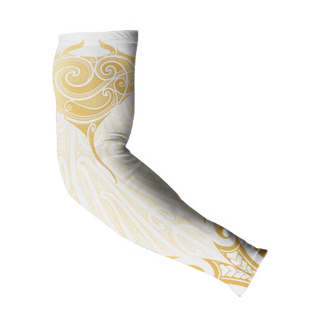 Gold White New Zealand Manta Ray Arm Sleeves Aotearoa Maori Haehae - Polynesian Pride