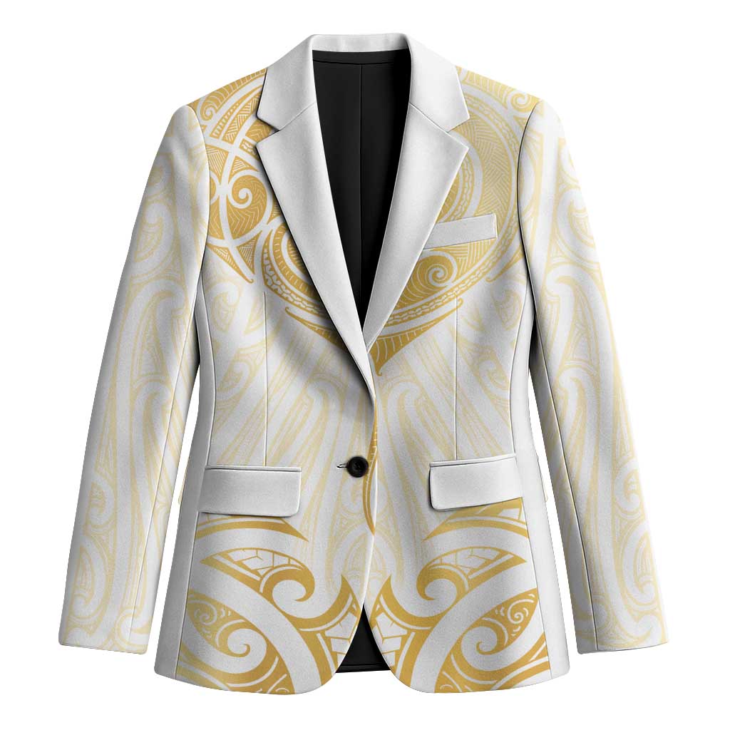 Gold White New Zealand Manta Ray Blazer Aotearoa Maori Haehae - Polynesian Pride