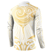 Gold White New Zealand Manta Ray Button Sweatshirt Aotearoa Maori Haehae - Polynesian Pride