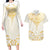 Gold White New Zealand Manta Ray Couples Matching Long Sleeve Bodycon Dress and Hawaiian Shirt Aotearoa Maori Haehae - Polynesian Pride