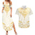 Gold White New Zealand Manta Ray Couples Matching Summer Maxi Dress and Hawaiian Shirt Aotearoa Maori Haehae - Polynesian Pride
