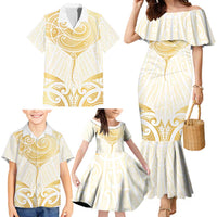 Gold White New Zealand Manta Ray Family Matching Mermaid Dress and Hawaiian Shirt Aotearoa Maori Haehae LT14 - Polynesian Pride