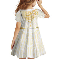 Gold White New Zealand Manta Ray Family Matching Short Sleeve Bodycon Dress and Hawaiian Shirt Aotearoa Maori Haehae LT14 - Polynesian Pride