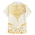 Gold White New Zealand Manta Ray Family Matching Short Sleeve Bodycon Dress and Hawaiian Shirt Aotearoa Maori Haehae - Polynesian Pride