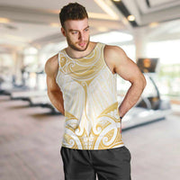 Gold White New Zealand Manta Ray Men Tank Top Aotearoa Maori Haehae - Polynesian Pride