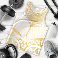 Gold White New Zealand Manta Ray Men Tank Top Aotearoa Maori Haehae - Polynesian Pride