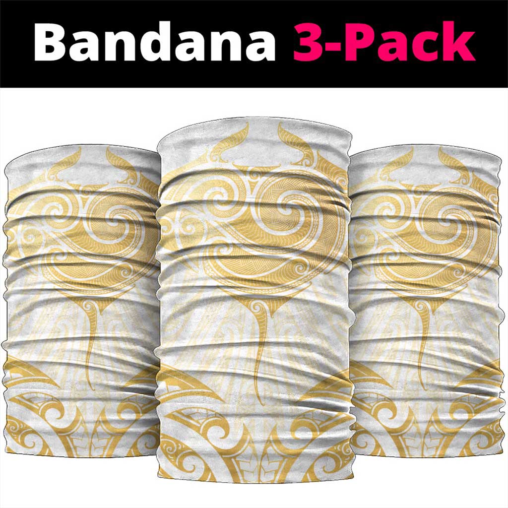 Gold White New Zealand Manta Ray Neck Gaiter Aotearoa Maori Haehae LT14