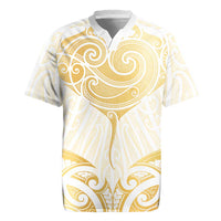 Gold White New Zealand Manta Ray Rugby Jersey Aotearoa Maori Haehae - Polynesian Pride