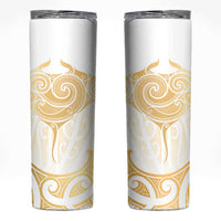 Gold White New Zealand Manta Ray Skinny Tumbler Aotearoa Maori Haehae - Polynesian Pride
