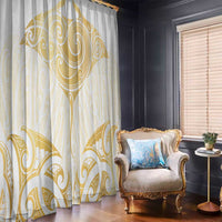 Gold White New Zealand Manta Ray Window Curtain Aotearoa Maori Haehae - Polynesian Pride
