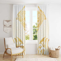 Gold White New Zealand Manta Ray Window Curtain Aotearoa Maori Haehae - Polynesian Pride