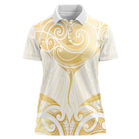 Gold White New Zealand Manta Ray Women Polo Shirt Aotearoa Maori Haehae - Polynesian Pride