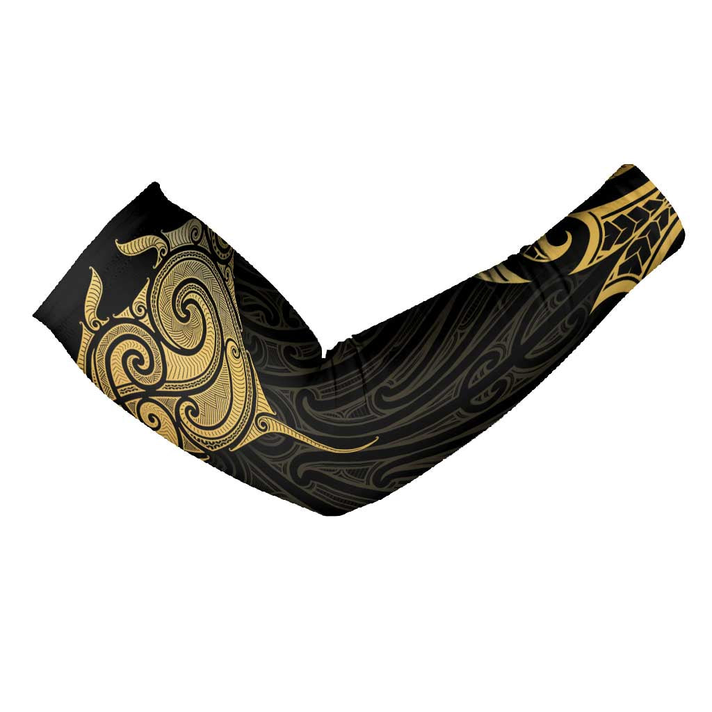 Gold Black New Zealand Manta Ray Arm Sleeves Aotearoa Maori Haehae - Polynesian Pride