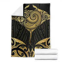 Gold Black New Zealand Manta Ray Blanket Aotearoa Maori Haehae - Polynesian Pride
