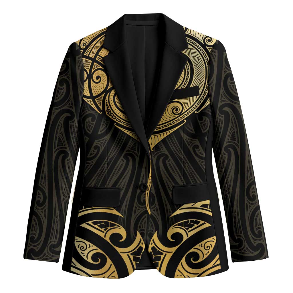 Gold Black New Zealand Manta Ray Blazer Aotearoa Maori Haehae - Polynesian Pride