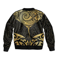 Gold Black New Zealand Manta Ray Bomber Jacket Aotearoa Maori Haehae - Polynesian Pride