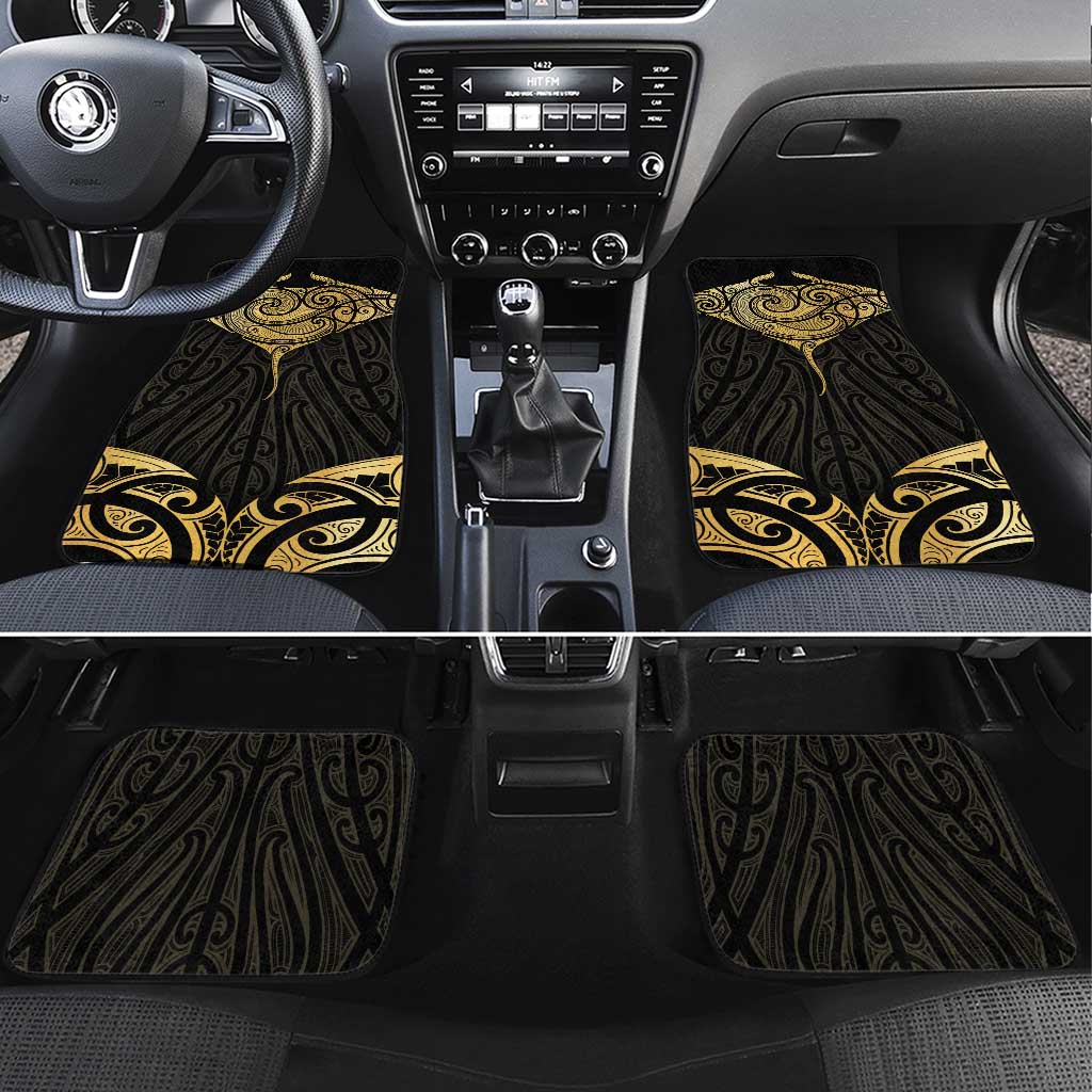 Gold Black New Zealand Manta Ray Car Mats Aotearoa Maori Haehae - Polynesian Pride