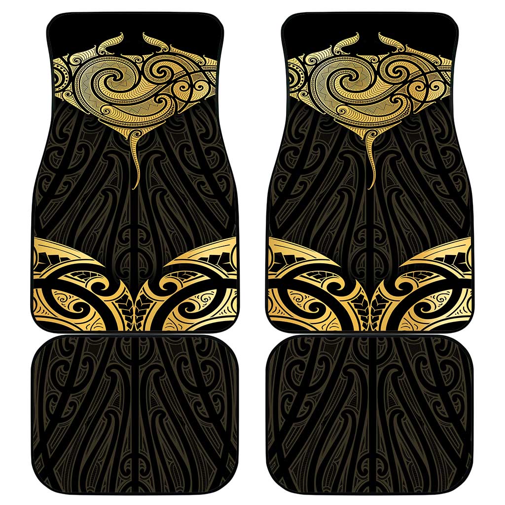 Gold Black New Zealand Manta Ray Car Mats Aotearoa Maori Haehae - Polynesian Pride