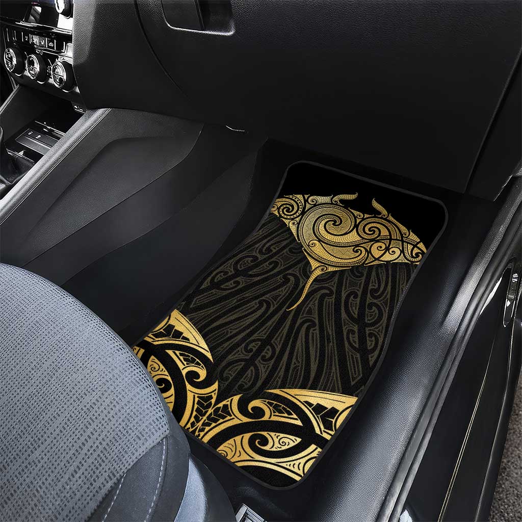 Gold Black New Zealand Manta Ray Car Mats Aotearoa Maori Haehae - Polynesian Pride