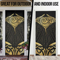Gold Black New Zealand Manta Ray Door Cover Aotearoa Maori Haehae - Polynesian Pride