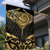 Gold Black New Zealand Manta Ray Garden Flag Aotearoa Maori Haehae - Polynesian Pride