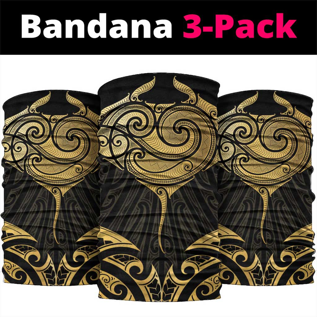 Gold Black New Zealand Manta Ray Neck Gaiter Aotearoa Maori Haehae LT14