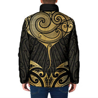 Gold Black New Zealand Manta Ray Padded Jacket Aotearoa Maori Haehae - Polynesian Pride