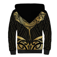 Gold Black New Zealand Manta Ray Sherpa Hoodie Aotearoa Maori Haehae - Polynesian Pride