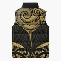 Gold Black New Zealand Manta Ray Sleeveless Puffer Jacket Aotearoa Maori Haehae - Polynesian Pride