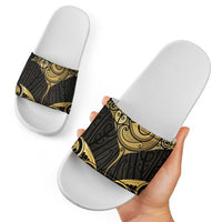 Gold Black New Zealand Manta Ray Slide Sandals Aotearoa Maori Haehae - Polynesian Pride