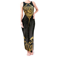 Gold Black New Zealand Manta Ray Tank Maxi Dress Aotearoa Maori Haehae - Polynesian Pride