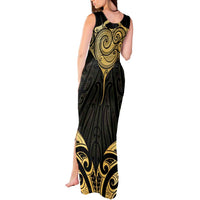 Gold Black New Zealand Manta Ray Tank Maxi Dress Aotearoa Maori Haehae - Polynesian Pride