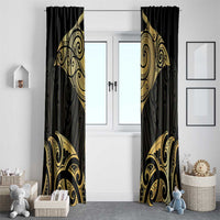 Gold Black New Zealand Manta Ray Window Curtain Aotearoa Maori Haehae - Polynesian Pride