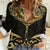 Gold Black New Zealand Manta Ray Women Casual Shirt Aotearoa Maori Haehae - Polynesian Pride