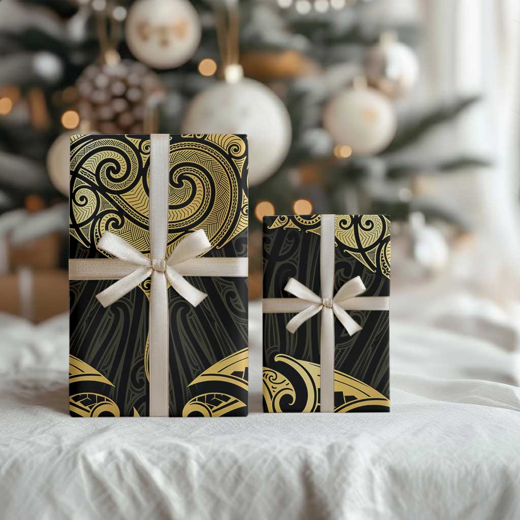 Gold Black New Zealand Manta Ray Wrapping Paper Aotearoa Maori Haehae - Polynesian Pride