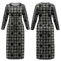 Eleele Hawaii Iwa Bird Palaka Motifs Couples Matching Long Sleeve Bodycon Dress and Hawaiian Shirt LT14 - Polynesian Pride