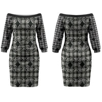 Eleele Hawaii Iwa Bird Palaka Motifs Couples Matching Off The Shoulder Long Sleeve Dress and Long Sleeve Button Shirt LT14 - Polynesian Pride