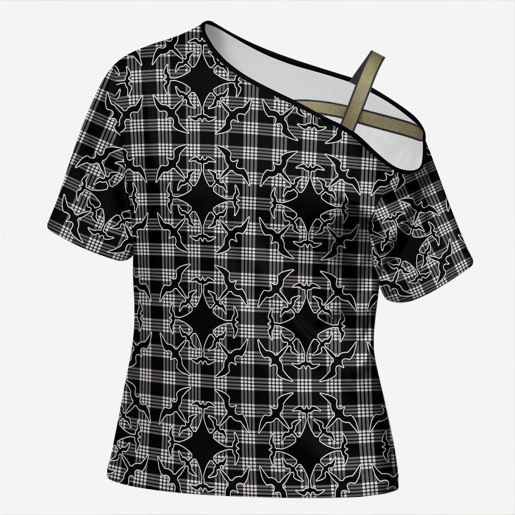 Eleele Hawaii Iwa Bird Palaka Motifs Cross Shoulder Shirt