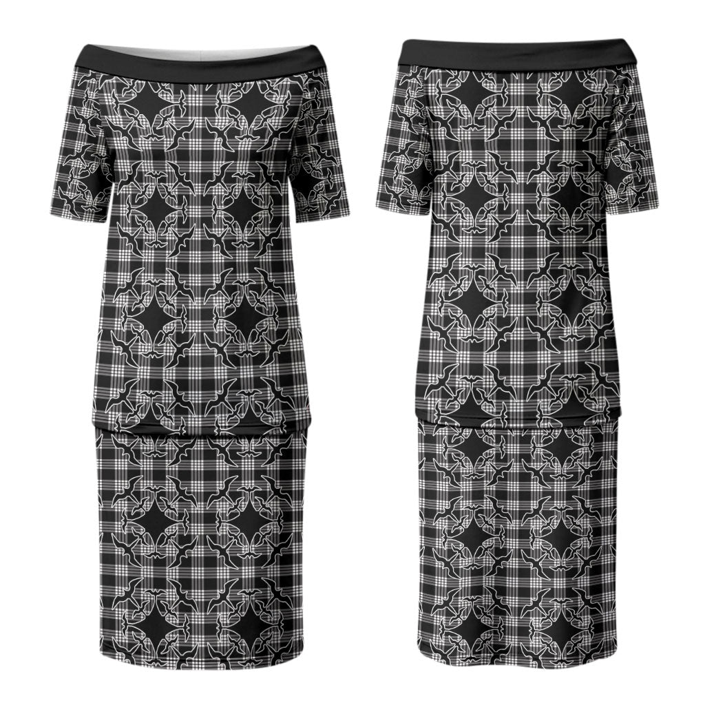 Eleele Hawaii Iwa Bird Palaka Motifs Family Matching Puletasi and Hawaiian Shirt LT14 Mom's Dress Black - Polynesian Pride