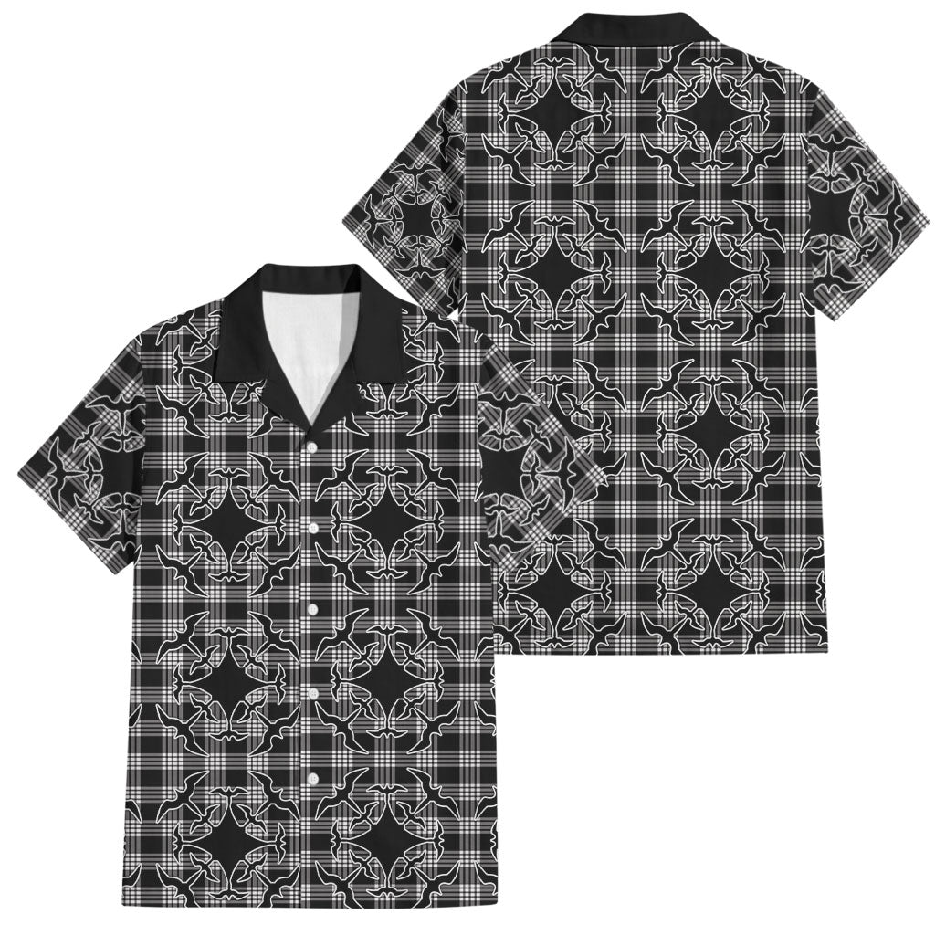 Eleele Hawaii Iwa Bird Palaka Motifs Family Matching Puletasi and Hawaiian Shirt LT14 Dad's Shirt - Short Sleeve Black - Polynesian Pride