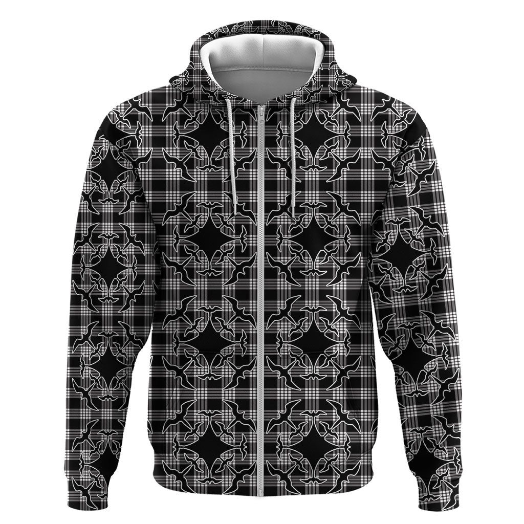 Eleele Hawaii Iwa Bird Palaka Motifs Zip Hoodie LT14 Zip Hoodie Black - Polynesian Pride