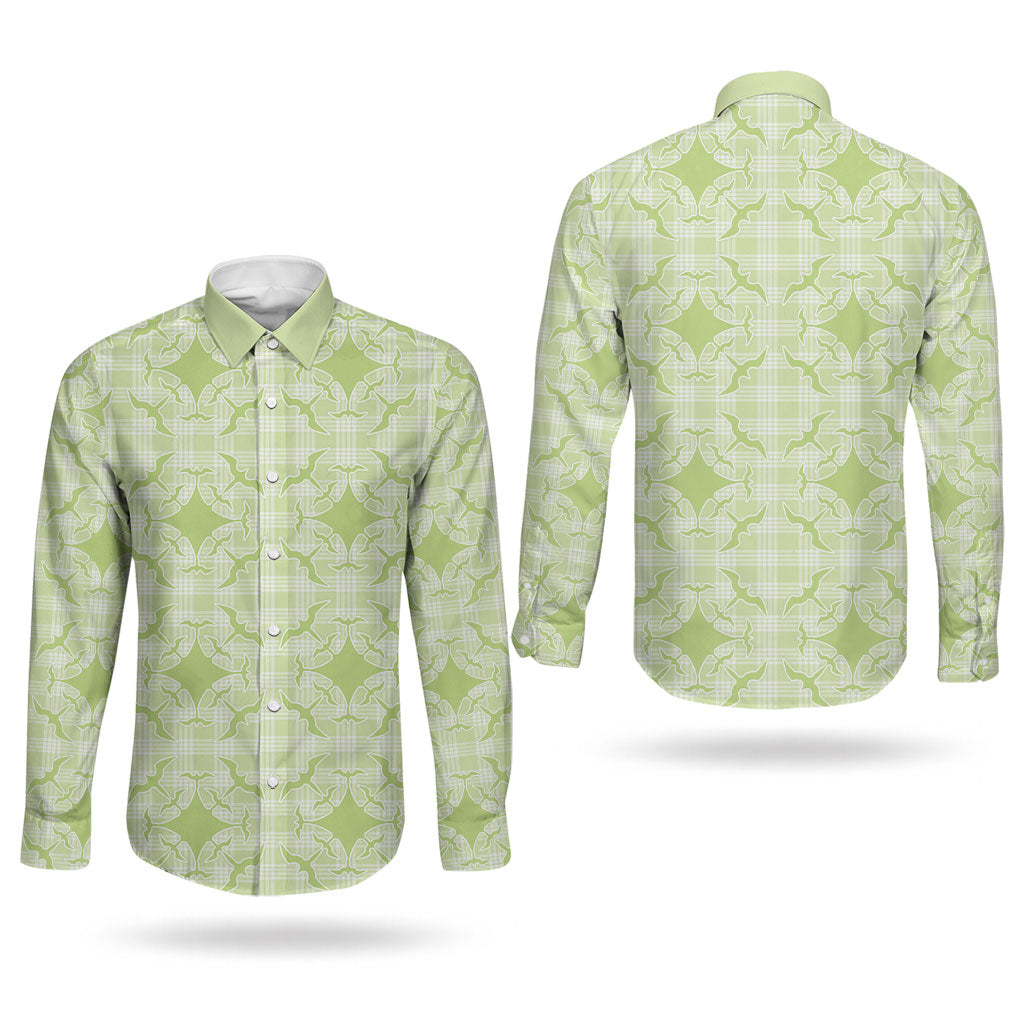 Omaomao Hawaii Iwa Bird Palaka Motifs Couples Matching Long Sleeve Bodycon Dress and Long Sleeve Button Shirt LT14 - Polynesian Pride