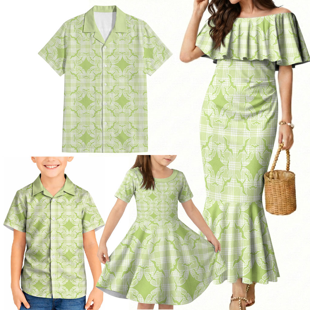 Omaomao Hawaii Iwa Bird Palaka Motifs Family Matching Mermaid Dress and Hawaiian Shirt LT14 - Polynesian Pride