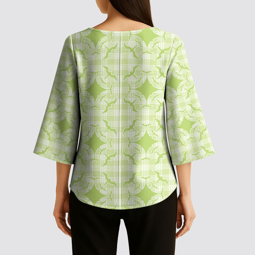 Omaomao Hawaii Iwa Bird Palaka Motifs Kimono Sleeve Blouse LT14 - Polynesian Pride