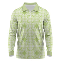 Omaomao Hawaii Iwa Bird Palaka Motifs Long Sleeve Polo Shirt LT14 Green - Polynesian Pride