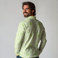 Omaomao Hawaii Iwa Bird Palaka Motifs Long Sleeve Polo Shirt LT14 - Polynesian Pride