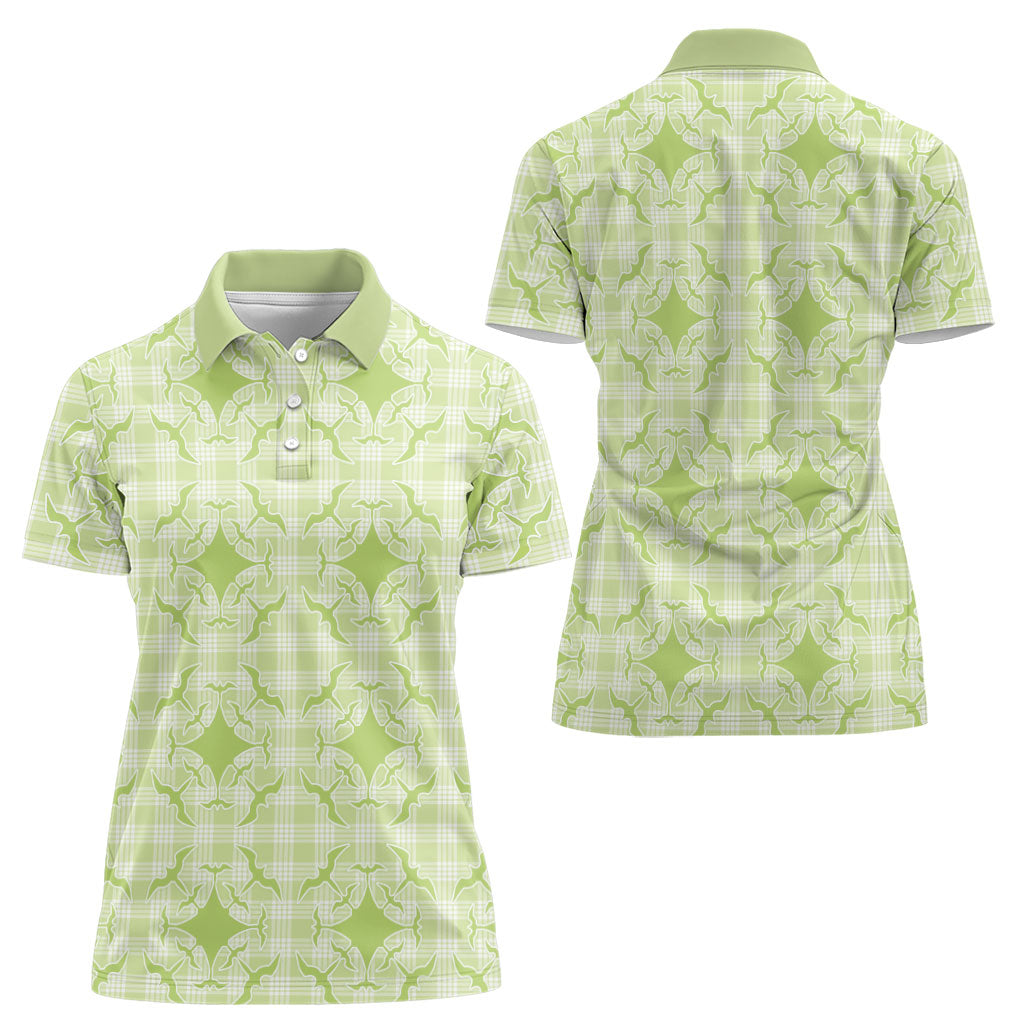 Omaomao Hawaii Iwa Bird Palaka Motifs Women Polo Shirt LT14 - Polynesian Pride